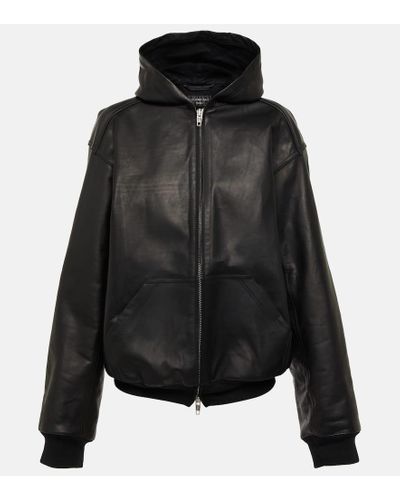 Balenciaga Hooded Leather Jacket - Black