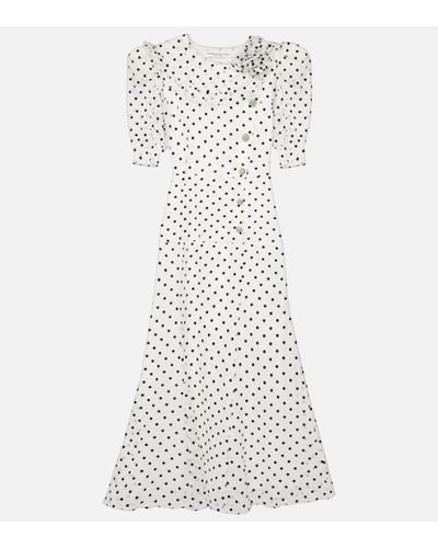 Alessandra Rich Polka-dot Silk Organza Midi Dress - White