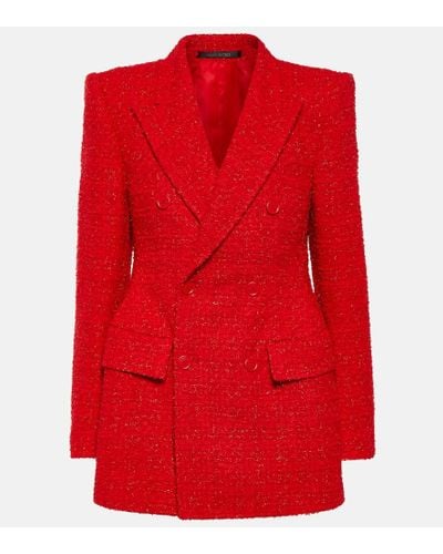 Balenciaga Blazer cruzado Hourglass de tweed - Rojo