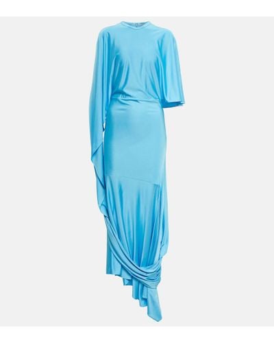 Stella McCartney Draped Asymmetric Maxi Dress - Blue
