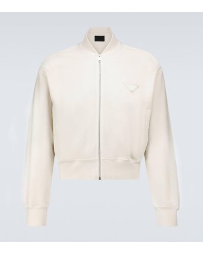 Prada Garment-dyed Cotton Bomber Jacket - White