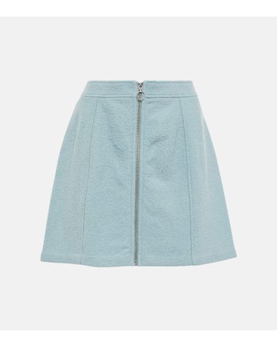 A.P.C. Alice Boiled Wool Miniskirt - Blue