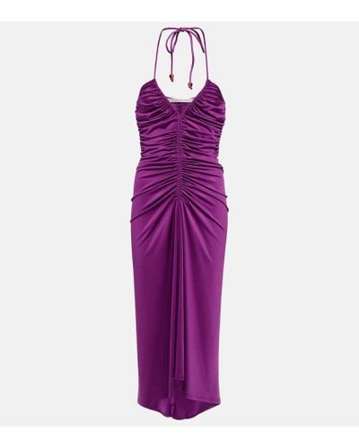 Veronica Beard Saskia Ruched Midi Dress - Purple