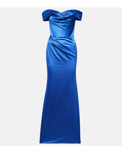 Vivienne Westwood Robe longue a encolure bardot - Bleu