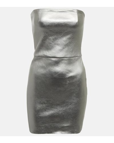 Stouls Traegerloses Minikleid Amina aus Leder - Grau