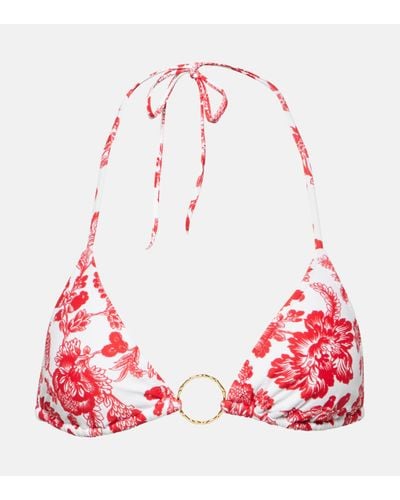 Melissa Odabash Miami Ring-detail Floral Bikini Top - Red