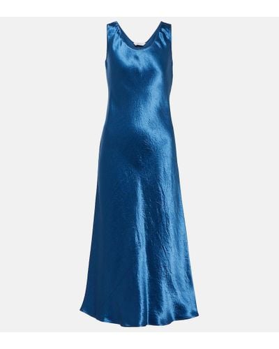 Max Mara Talete Satin Midi Slip Dress - Blue
