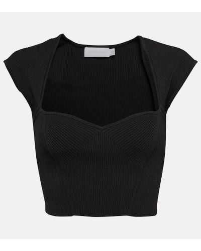 Jonathan Simkhai Abia Ribbed-knit Crop Top - Black
