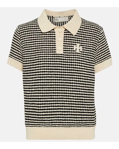 Tory Burch Crochet Cotton-blend Polo Shirt - Black
