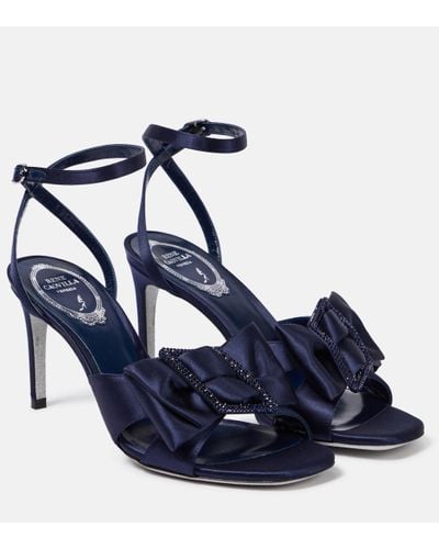 Rene Caovilla Bow-detail Embellished Satin Court Shoes - Blue