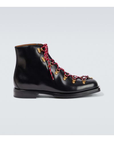 Gucci Lace-up Leather Ankle Boots - Black