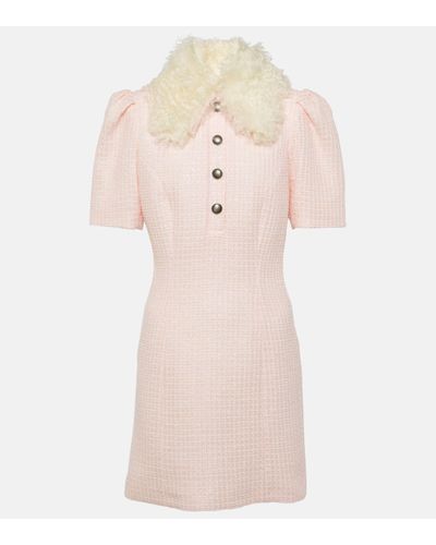 Alessandra Rich Sequined Collared Tweed Minidress - Pink