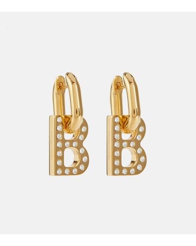Balenciaga Orecchini pendenti B Chain XS con cristalli - Metallizzato