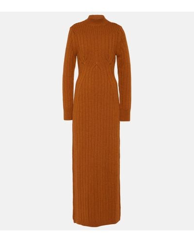 Dries Van Noten Teagan Cable-knit Wool Maxi Dress - Brown