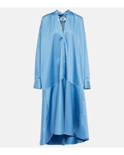 MM6 by Maison Martin Margiela Mm Maison Margiela Asymmetric Cotton Shirt Dress - Blue