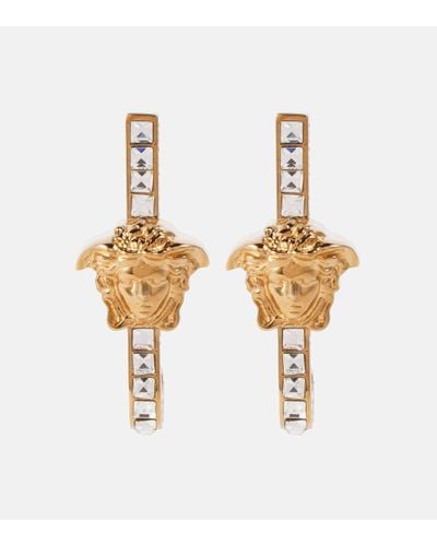 Versace La Medusa Crystal-embellished Earrings - Metallic