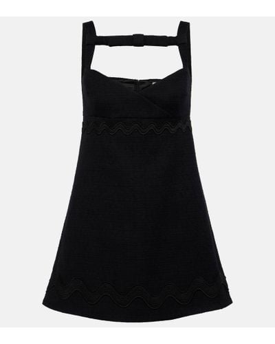 Patou Bow-detail Cotton-blend Tweed Minidress - Black