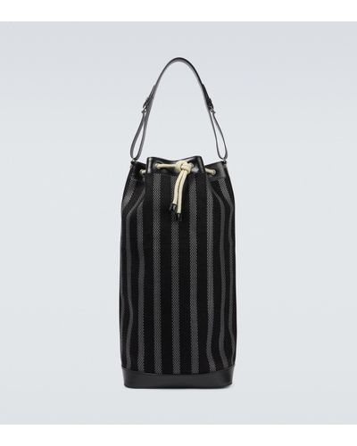 Saint Laurent Long Striped Bucket Bag - Black