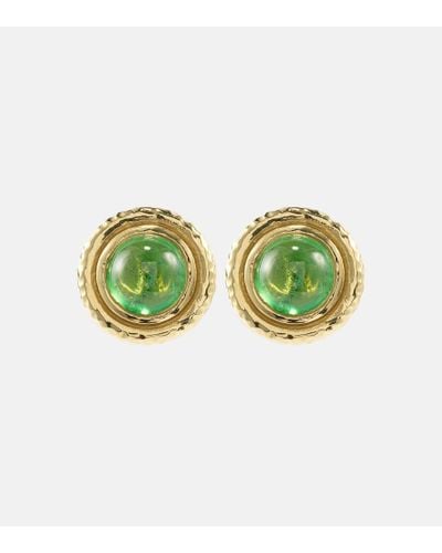 Octavia Elizabeth Palm 18kt Gold Earrings With Tsavorites - Green
