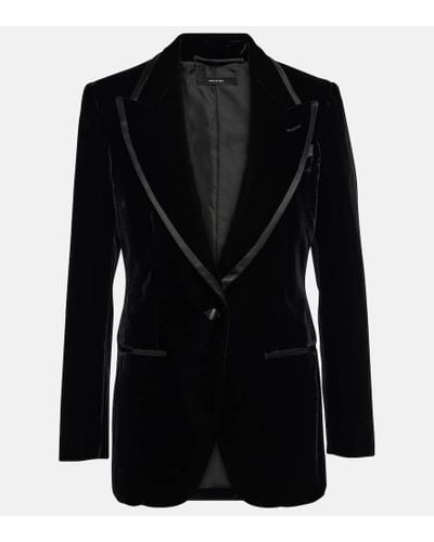 Tom Ford Single-breasted Velvet Tuxedo Jacket - Black