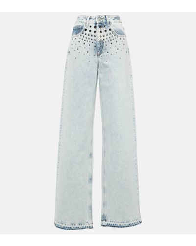 Alessandra Rich Embellished Straight Jeans - Blue