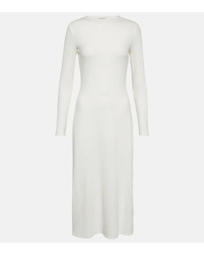 Vince Ribbed-knit Cotton-blend Midi Dress - White
