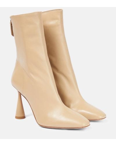 Aquazzura Amore 95 Leather Ankle Boots - Natural