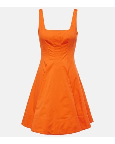 STAUD Wells Cotton Poplin Minidress - Orange