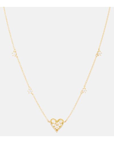 Jade Trau Margot Heart Mini 18kt Gold Necklace With Diamonds - White