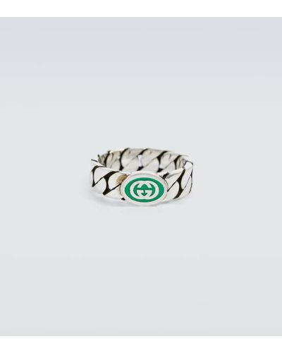 Gucci Ring mit emailliertem GG - Mettallic