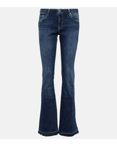 AG Jeans Low-Rise Wide-Leg Jeans - Blau