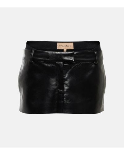 AYA MUSE Oloma Faux Leather Miniskirt - Black