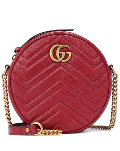 Gucci Mini sac à épaule rond GG Marmont - Rouge