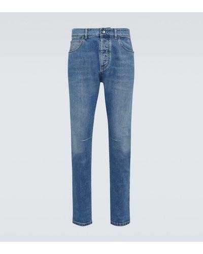 Brunello Cucinelli Distressed Slim-leg Jeans - Blue