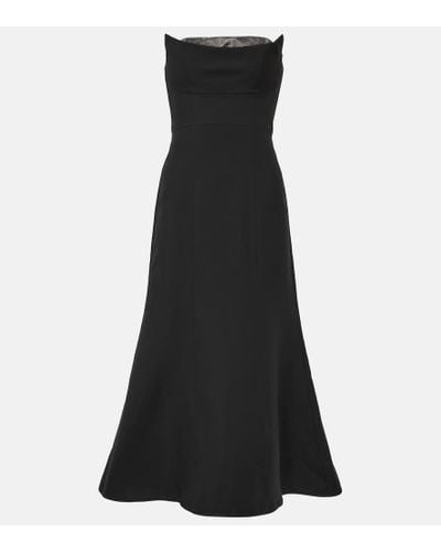 Roland Mouret Vestido midi de lana y seda adornado - Negro