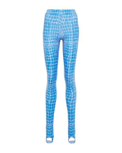 Alex Perry Carlin Croc-effect Stirrup leggings - Blue