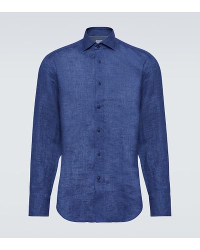 Brunello Cucinelli Camisa de lino - Azul