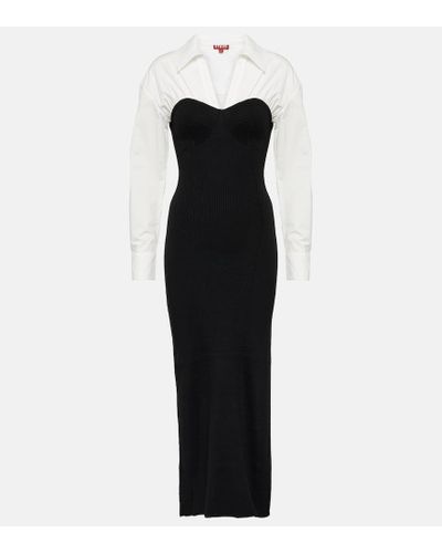 STAUD Hazel Wool-blend Midi Dress - Black