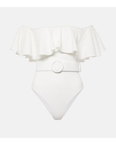 Alexandra Miro Chantal Ruffled Swimsuit - White