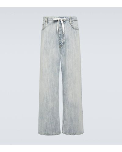 Balenciaga Mid-rise Cotton Twill Wide-leg Trousers - Blue