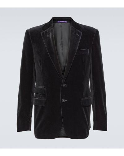 Ralph Lauren Purple Label Cotton Velvet Suit Jacket - Black