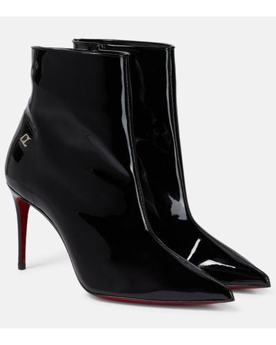 Christian Louboutin Sporty Kate 85 Booty Patent-leather Heeled Ankle Boots - Black
