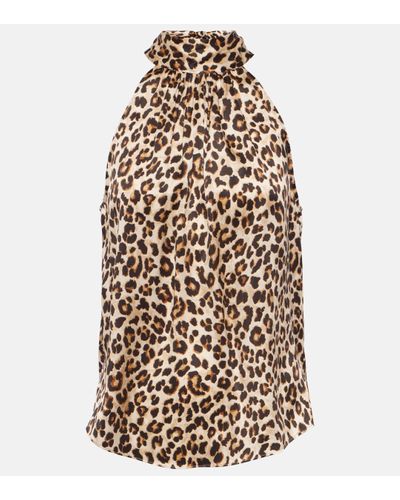 Veronica Beard Tanisha Leopard-print Silk-blend Top - Multicolour