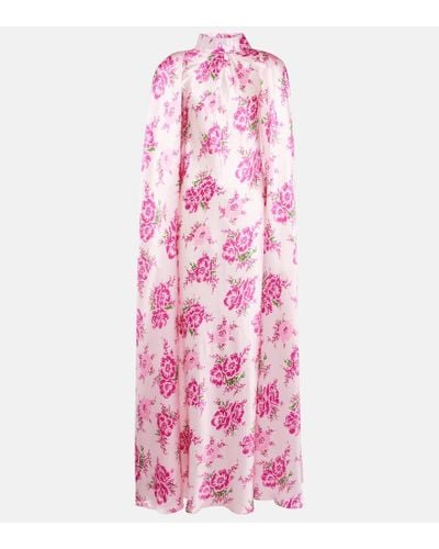 Rodarte Bedruckte Robe aus Seidensatin - Pink
