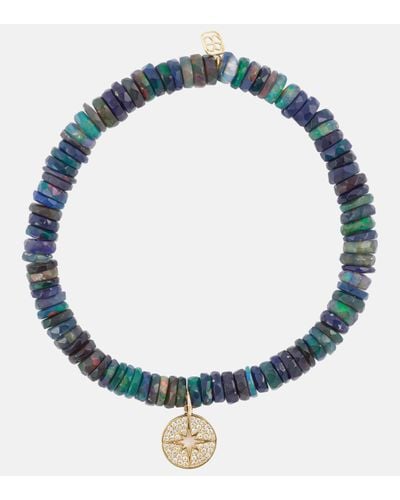 Sydney Evan Starburst 14kt Gold And Opal Beads Bracelet With Diamonds - Blue