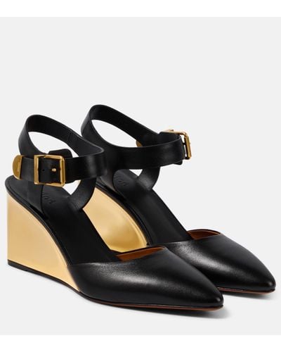 Chloé Rebecca Leather Court Shoes - Black