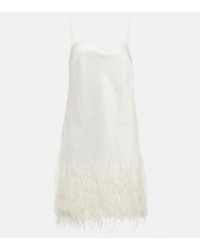 Polo Ralph Lauren Feather-trim Satin Cocktail Dress - White