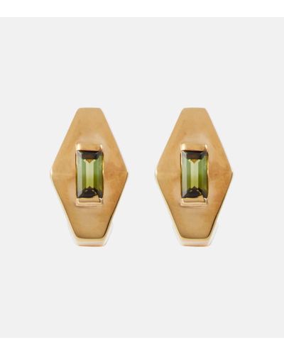 Aliita Ohrringe Deco Rombo Mini aus 9kt Gold mit Turmalin - Natur