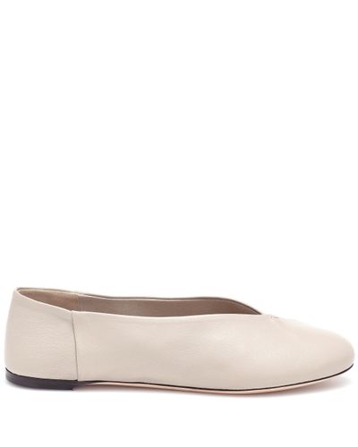 Max Mara Anne Leather Ballet Flats in Beige (Natural) - Lyst