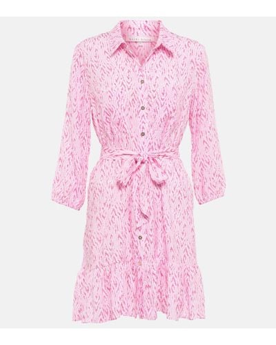 Heidi Klein Printed Ruffled Shirt Dress - Pink